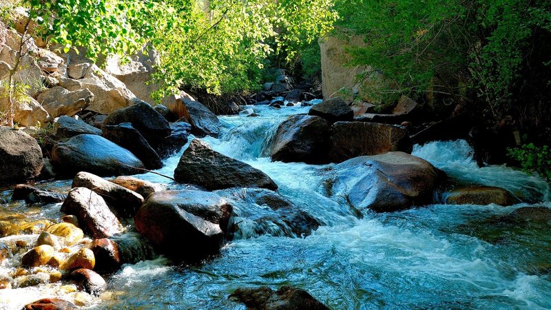 Stream Flowing over Rocks — River
