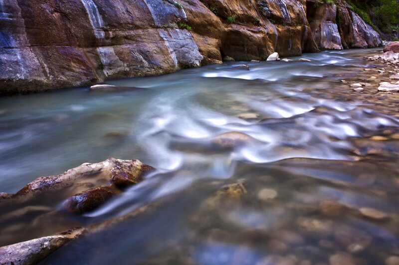 Stream flowing through a canyon