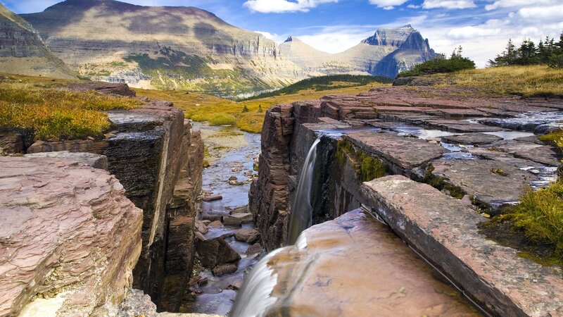 Stream Flowing Through Canyon — Blue, Serene