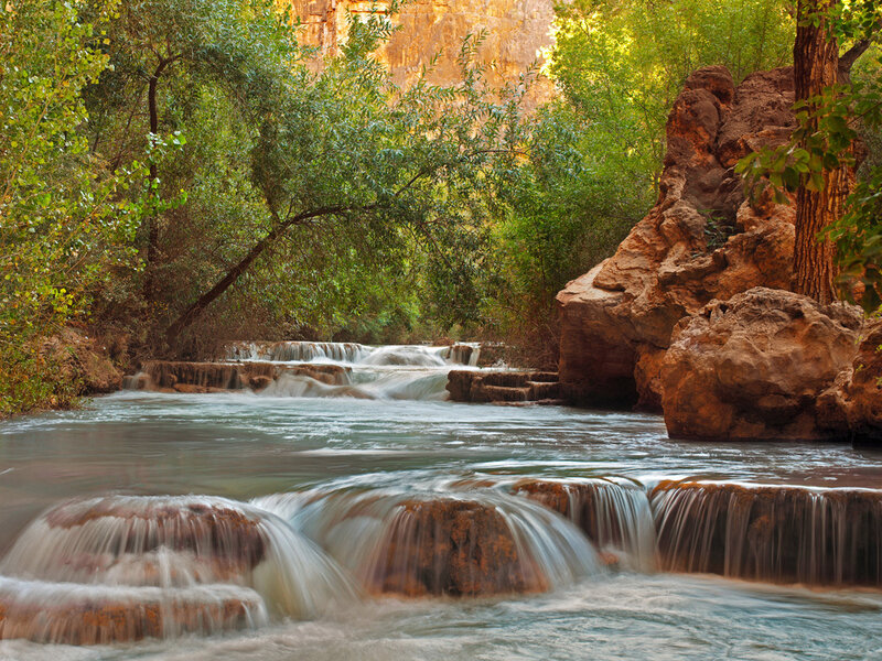Stream Flowing Through Canyon — Green