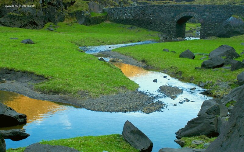Stream Flowing Through Grass — Green