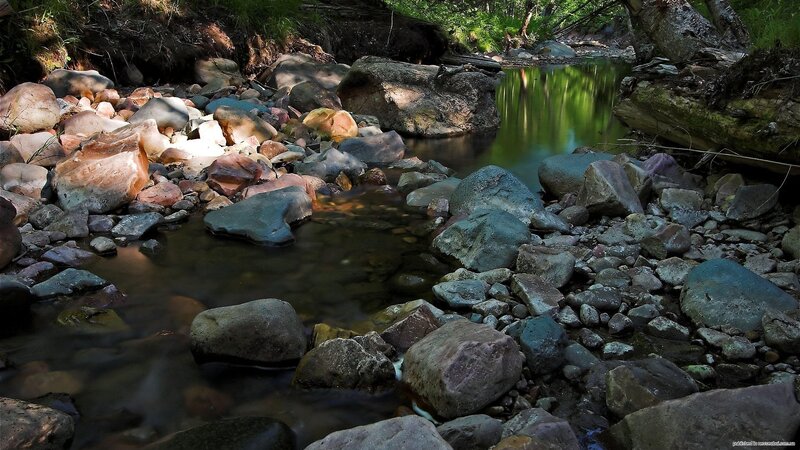 Stream flowing through rocky bed