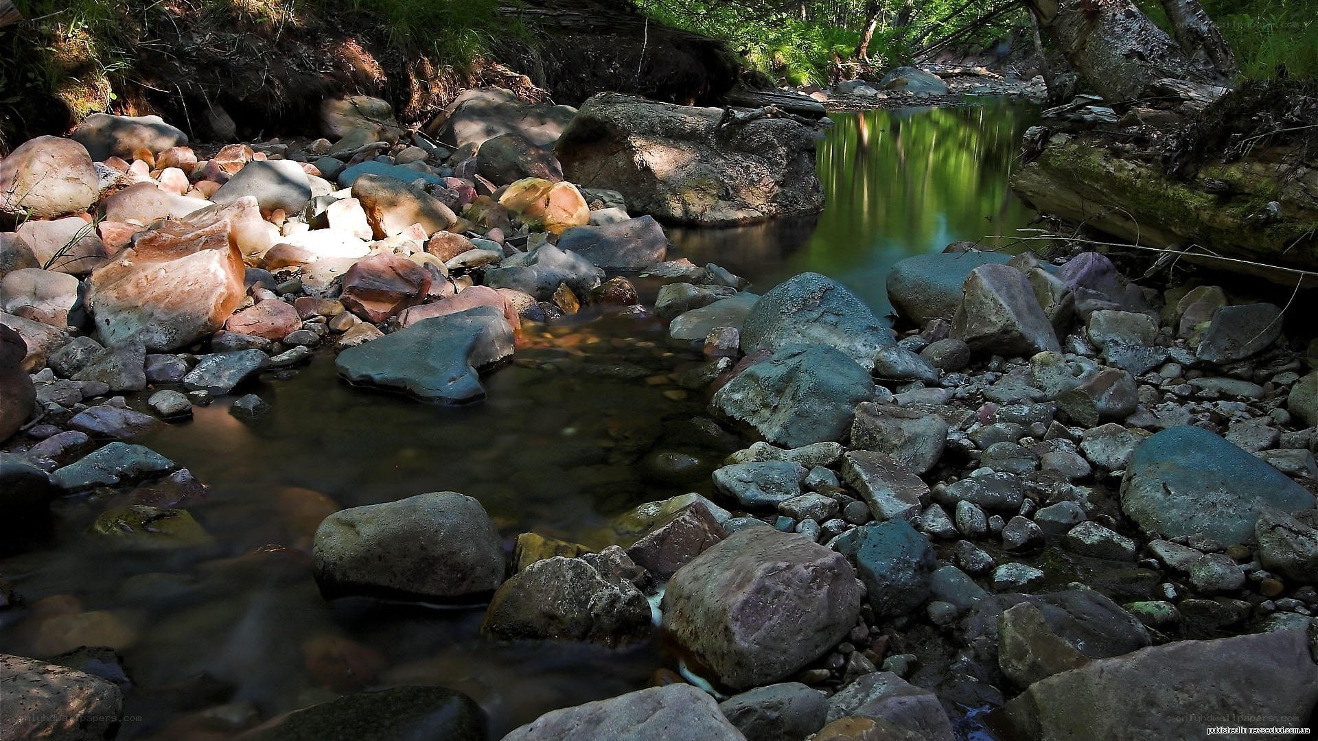 Stream flowing through rocky bed