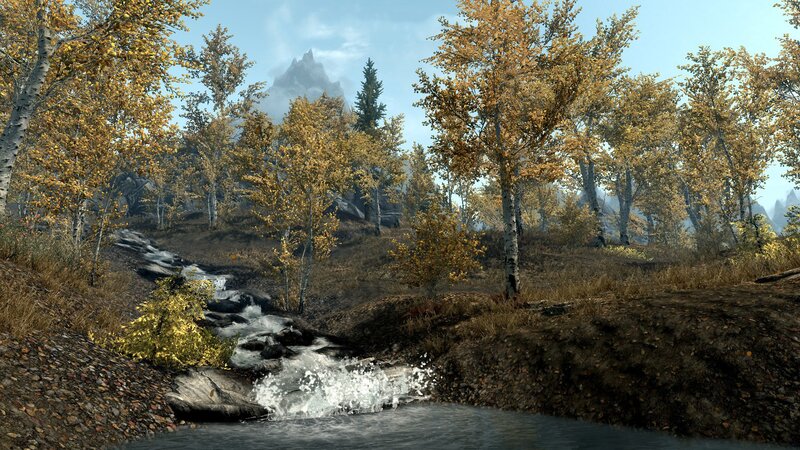 Stream in Autumn Forest — Brown, Serene, 3d Render
