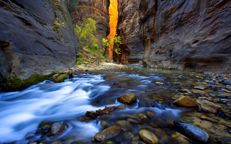 Stream in Canyon — Blue
