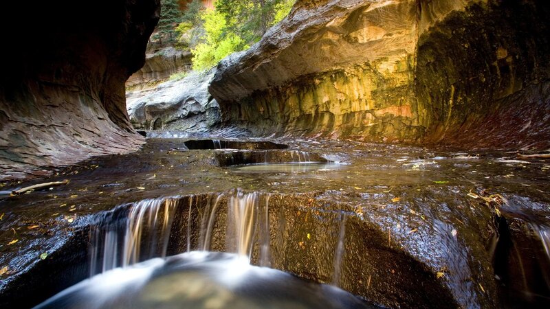Stream in Canyon — Brown, Serene, Afternoon, Photograph