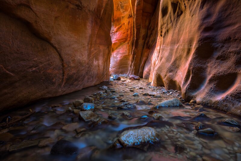 Stream in Canyon — Orange, Dramatic