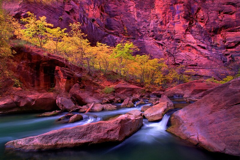 Stream in Canyon — Red