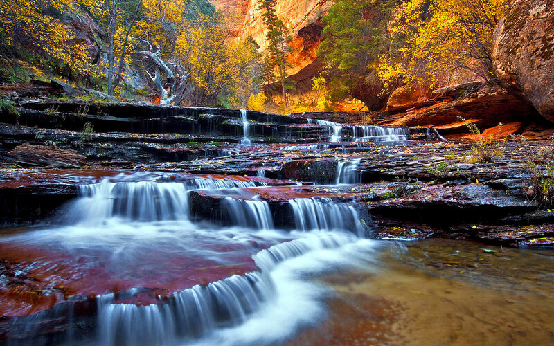 Stream in Canyon — Yellow, Serene