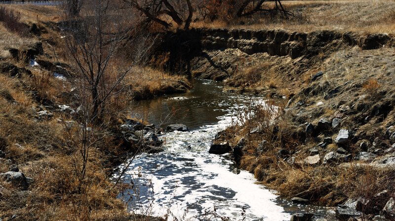 Stream in Dry Landscape — Brown