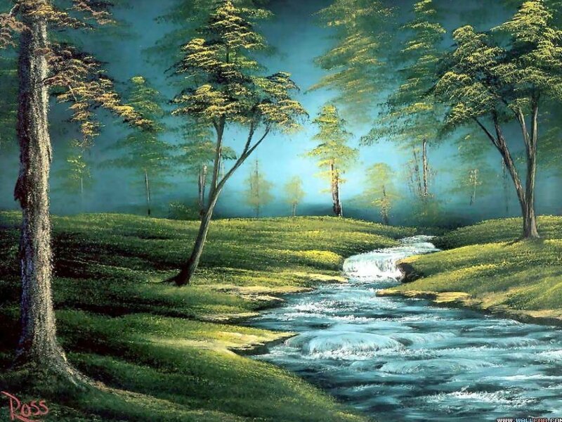 Stream in Forest Landscape — Green