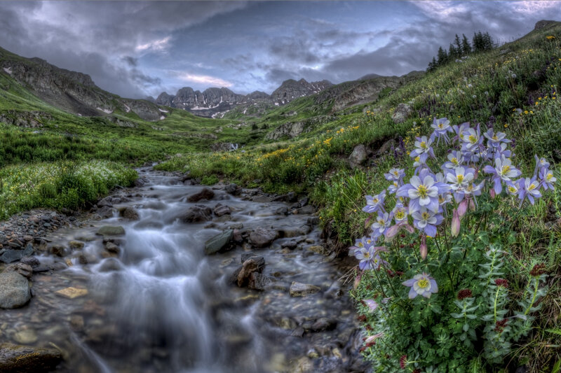 Stream in Mountain Valley — Green, Dramatic