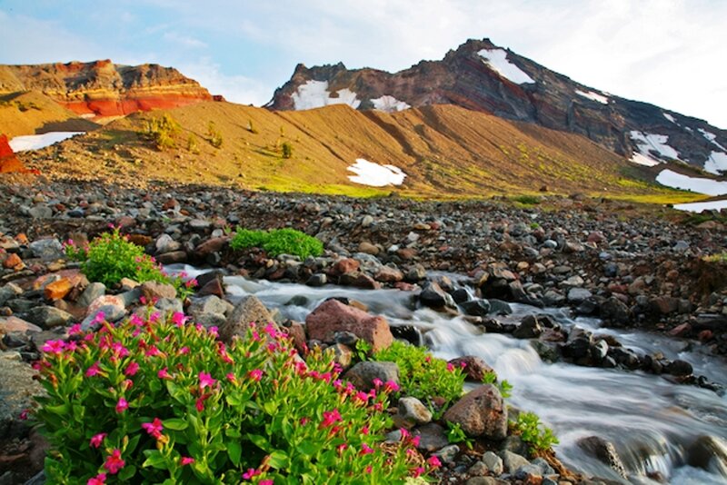 Stream in Mountain Valley — Green