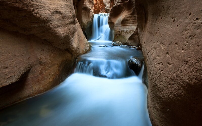 Stream in Narrow Canyon — Brown