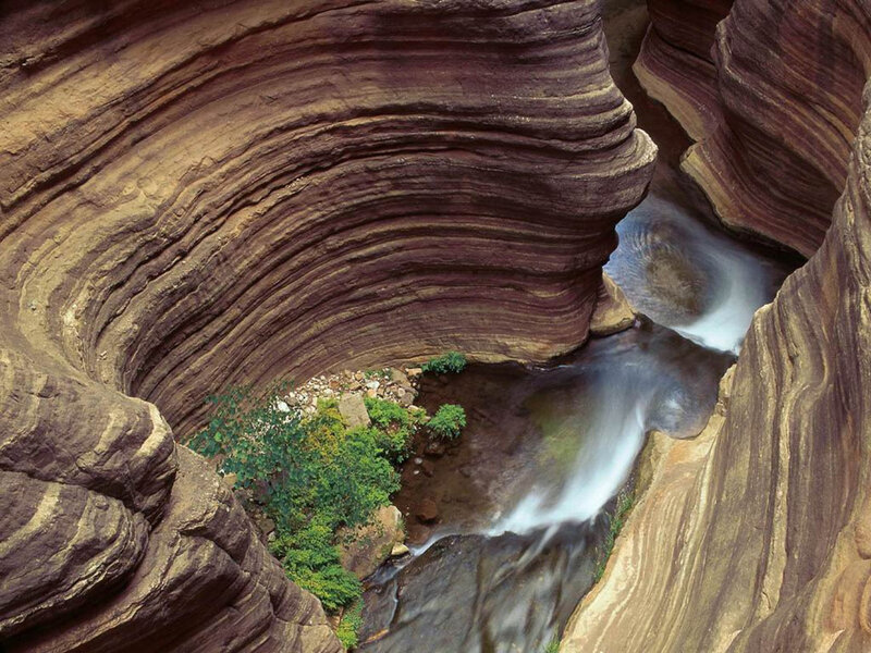 Stream in Rock Canyon — Brown, Serene, Photograph