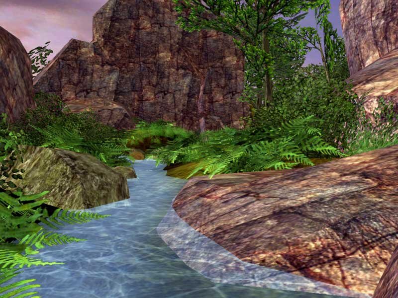 Stream in Rocky Valley — Green
