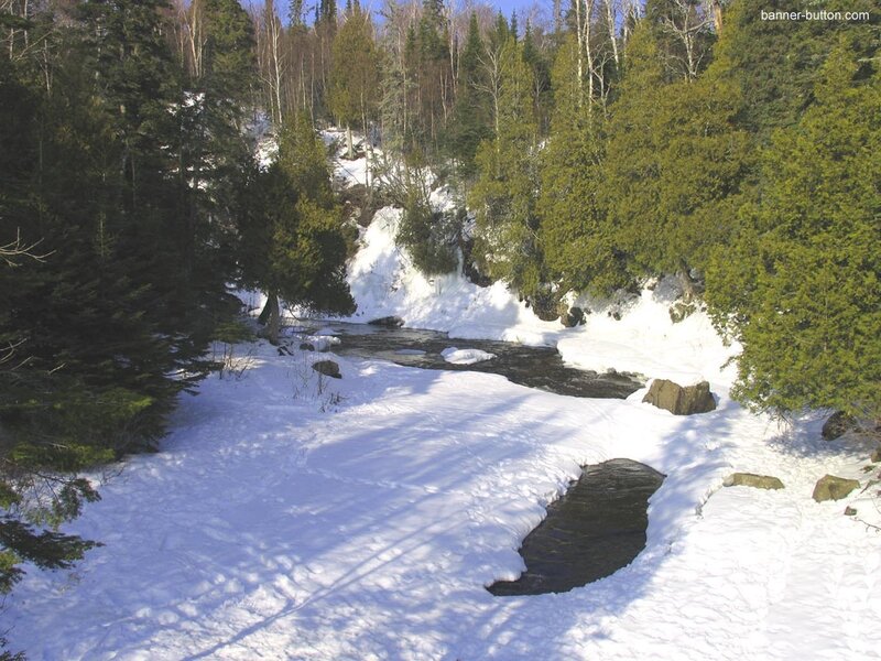 Stream in Snowy Forest — White