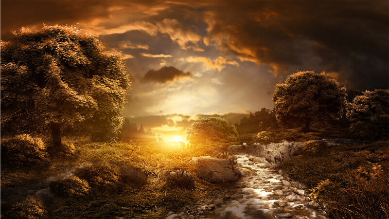 Stream Through Forest — Gold