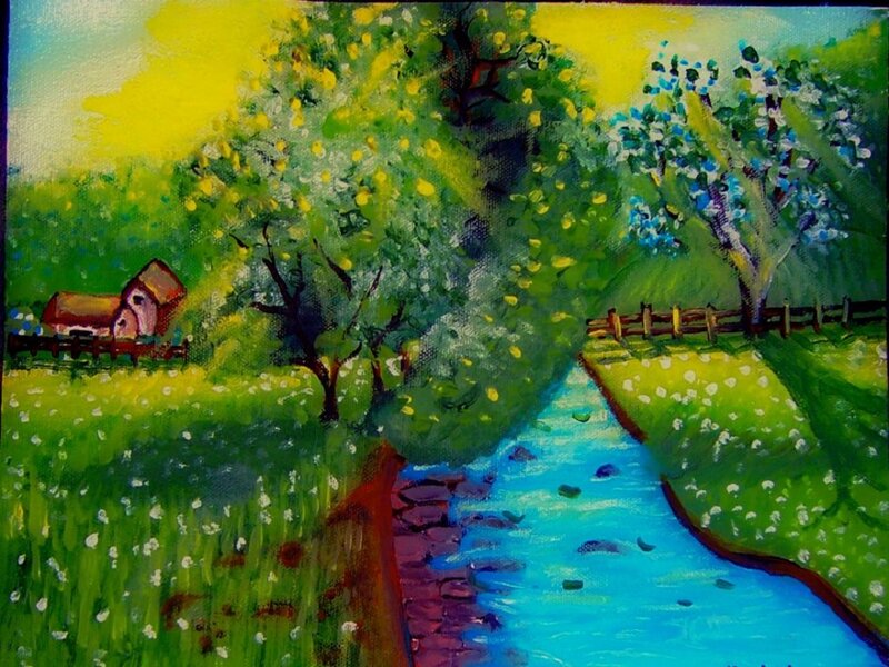 Stream Through Green Fields