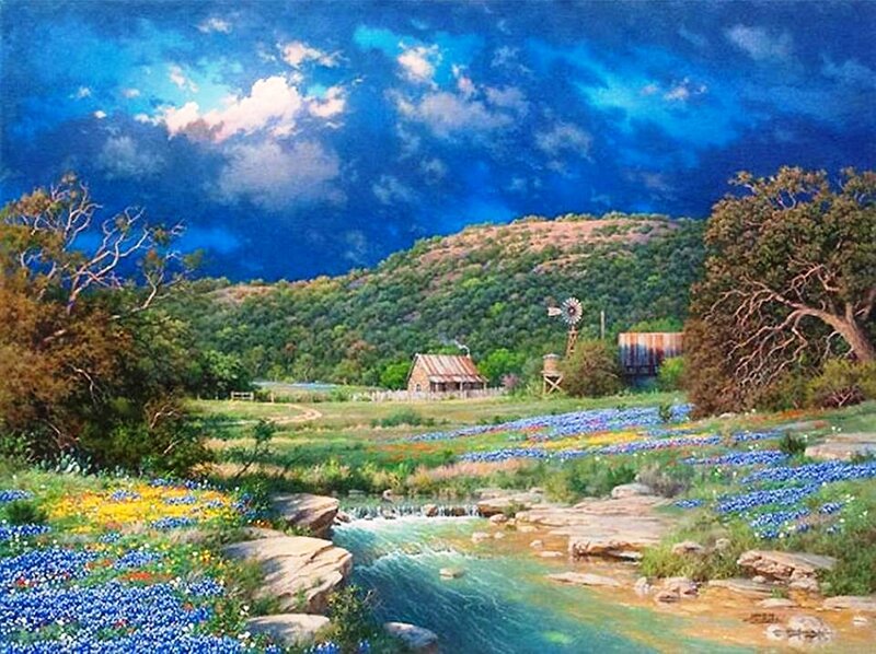 Stream Through Wildflower Field
