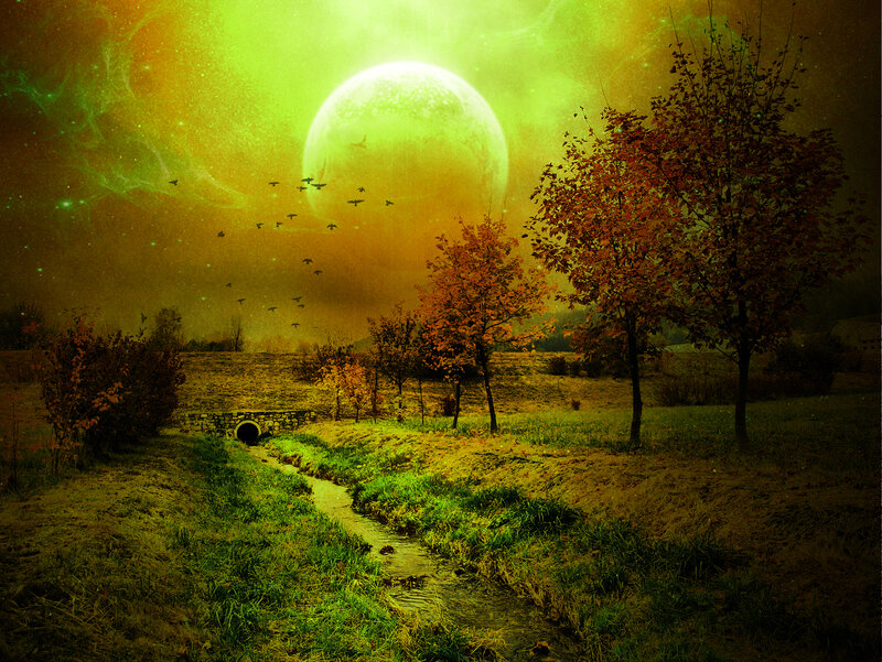 Stream under Green Moon