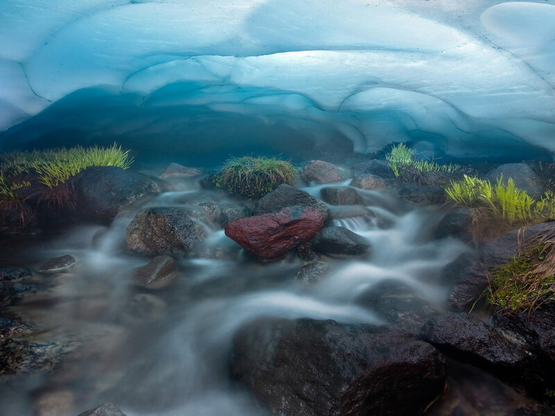 Stream under Ice Cave — Blue, Serene