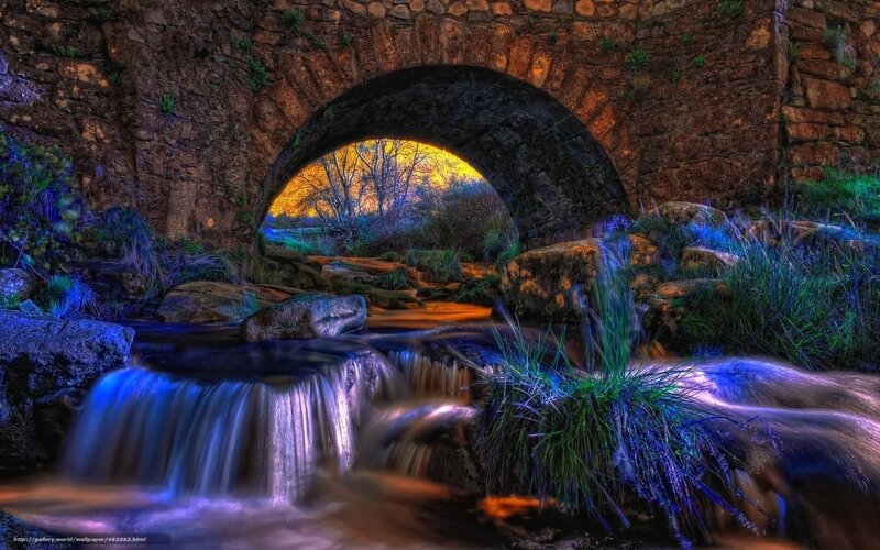 Stream under Stone Bridge — Blue