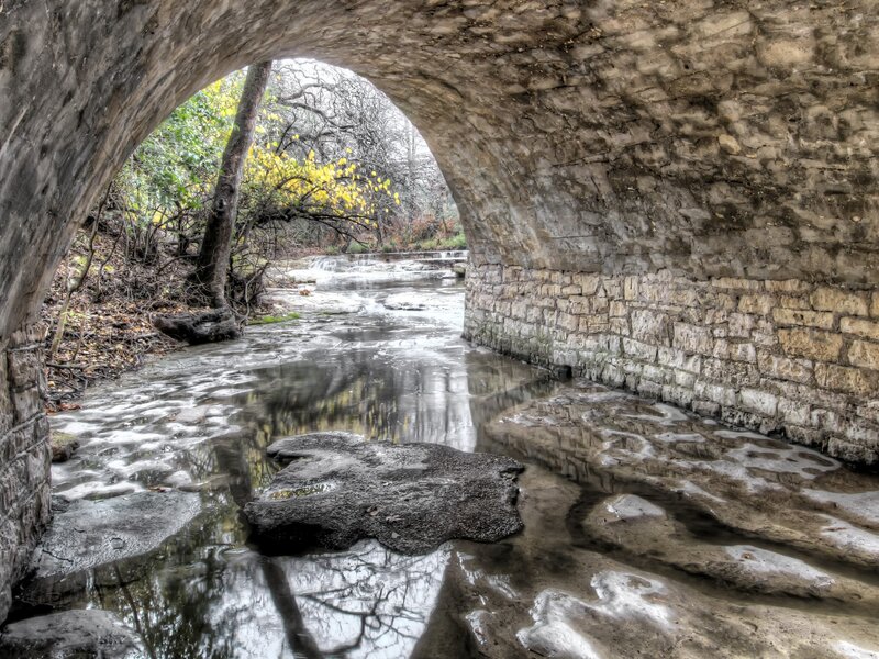 Stream under Stone Bridge — Gray