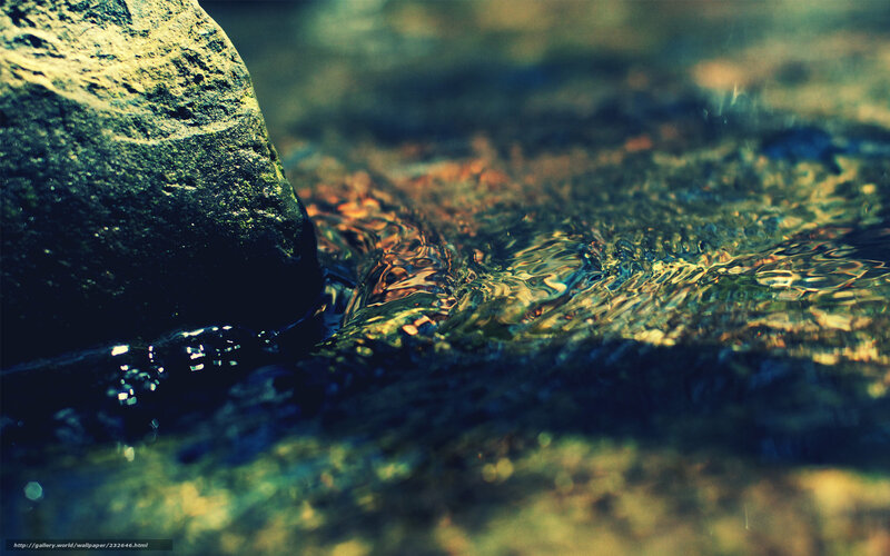 Stream Water over Rocks — Blue