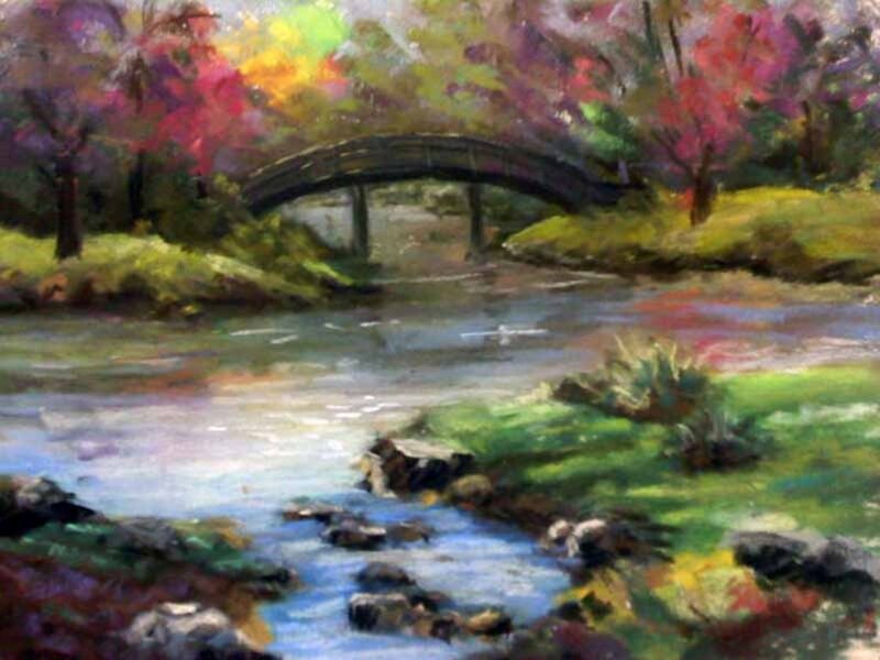 Stream with Arched Bridge