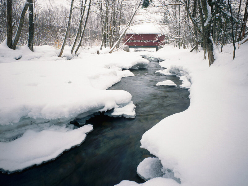 Stream with Covered Bridge