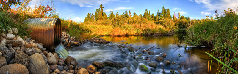 Stream with Drainage Pipe — Blue