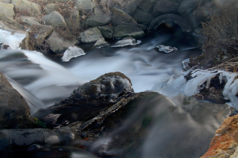 Stream with Ice and Rocks — Gray