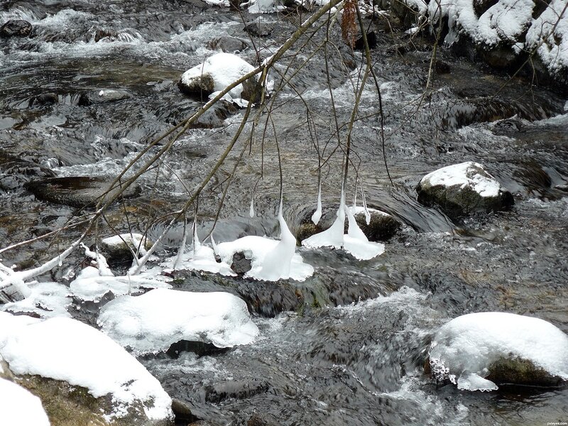 Stream with Ice Formations — White