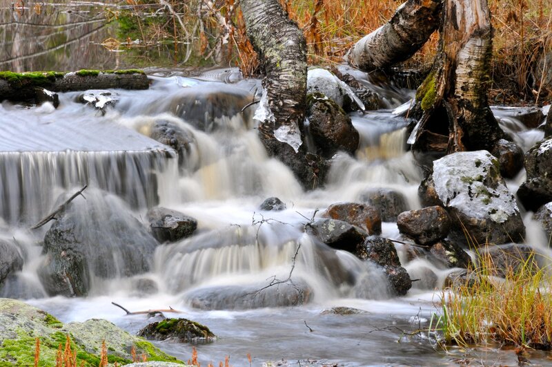 Stream with Small Waterfall — Green