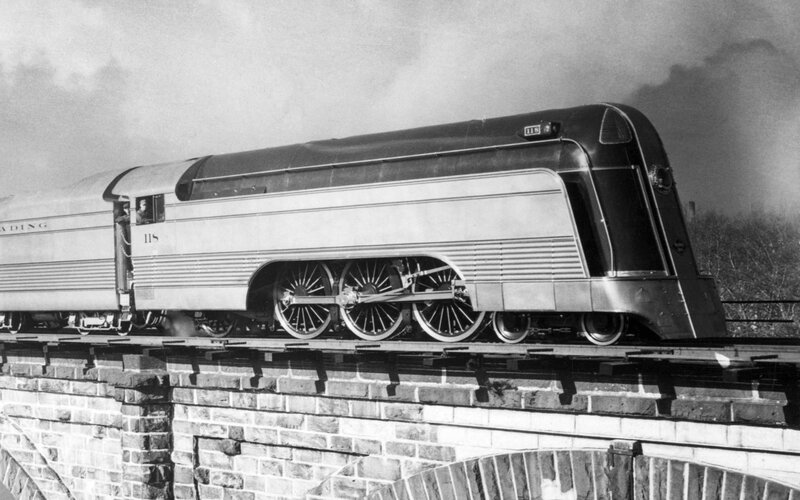 Streamlined Steam Locomotive — Black, Dramatic