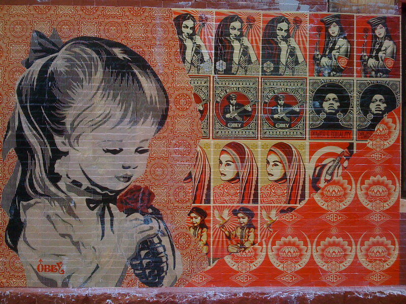 street art collage with girl and icons