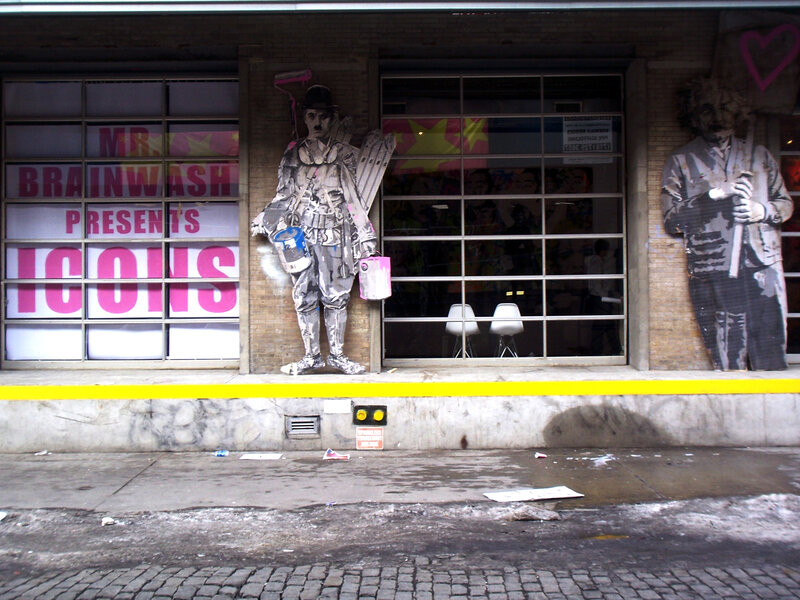Street art display of iconic figures
