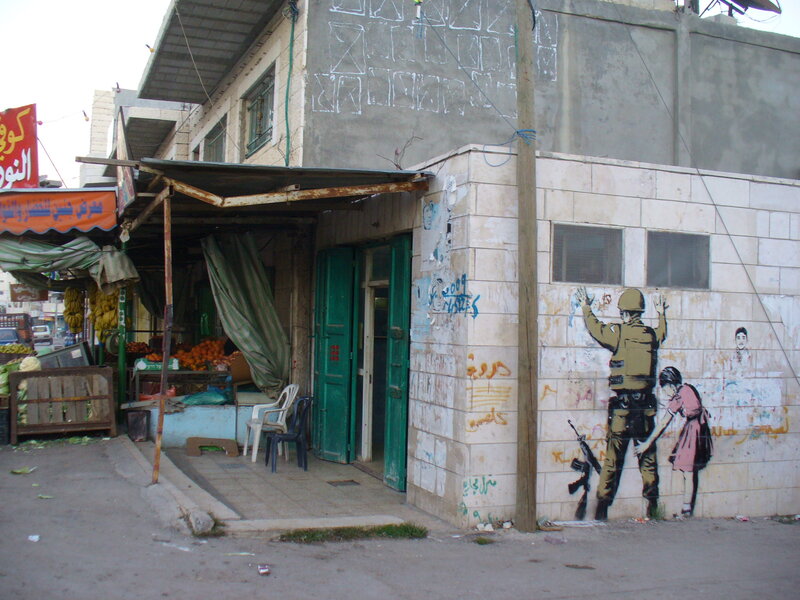Street art mural in a market area