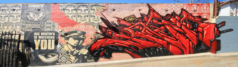 street art mural with big brother theme