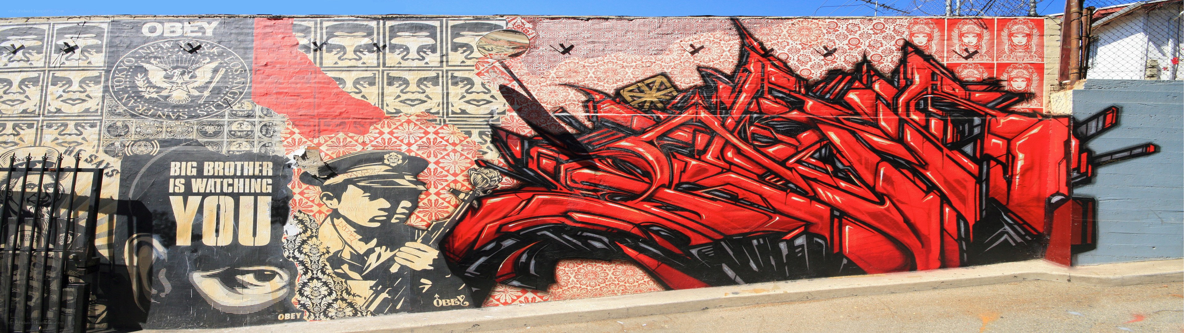 street art mural with big brother theme