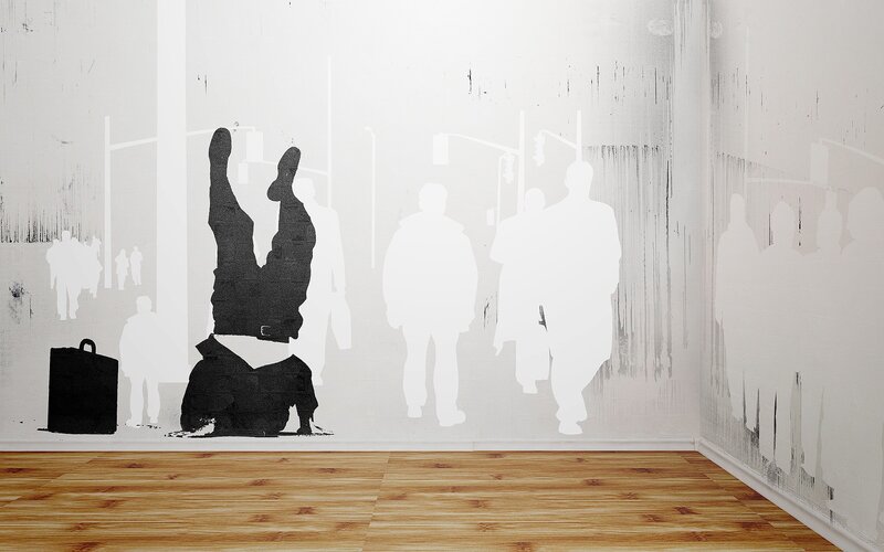 street art mural with silhouettes