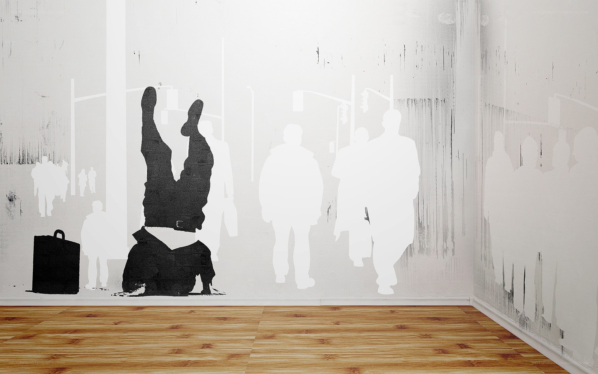 street art mural with silhouettes