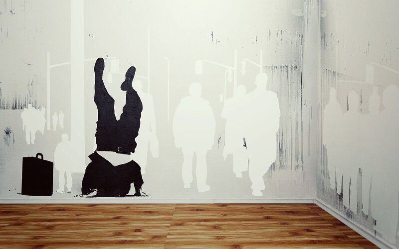 street art mural with silhouettes