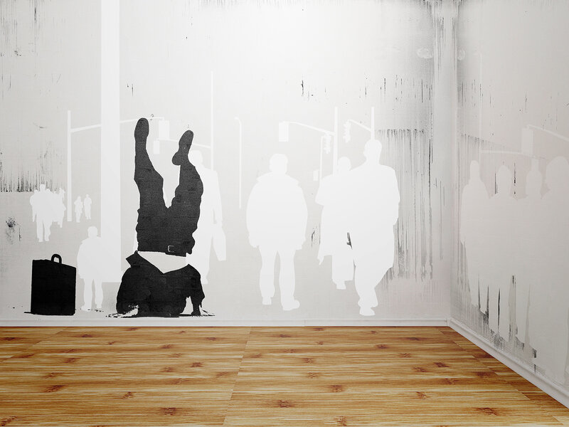 street art silhouette mural