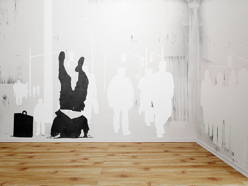 street art silhouette mural