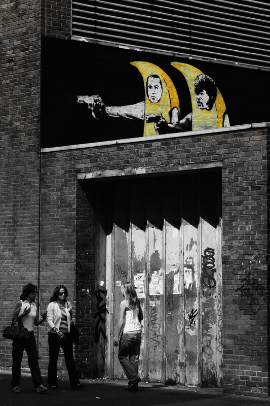 Street art with banana figures