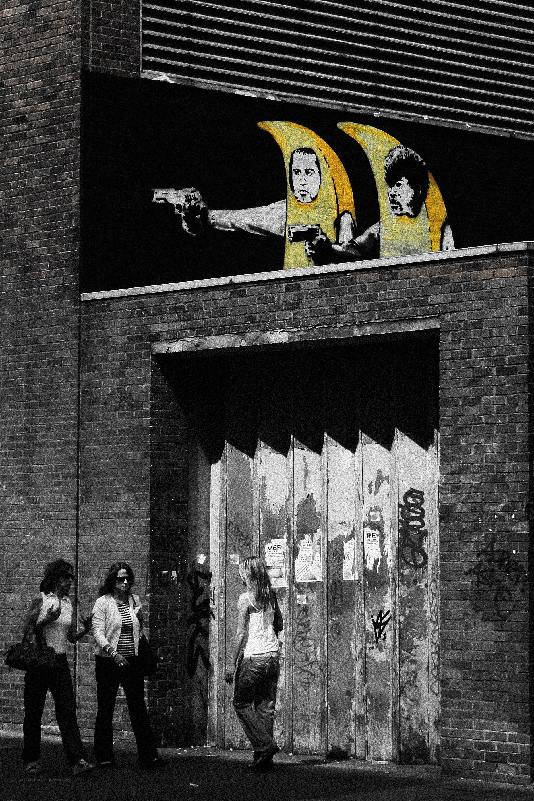 Street art with banana figures