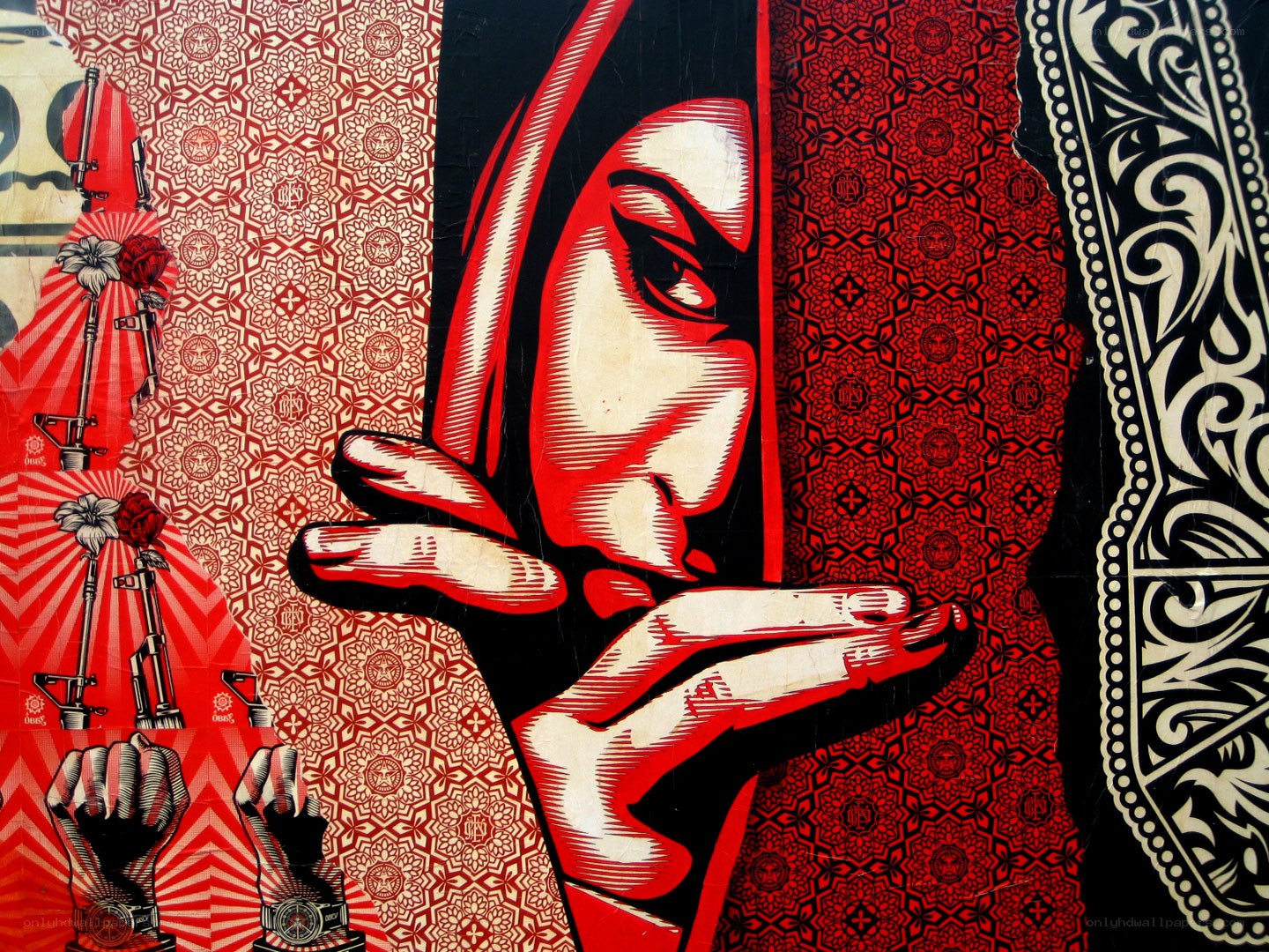 street art with red and black patterns