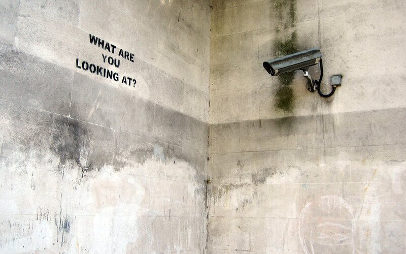 Street art with surveillance camera